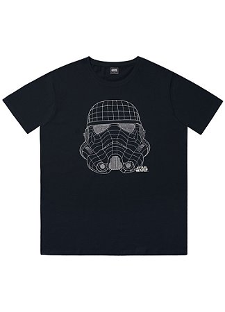 Camiseta Adulto Stormtrooper Star Wars Preta Manga Curta - Fakini
