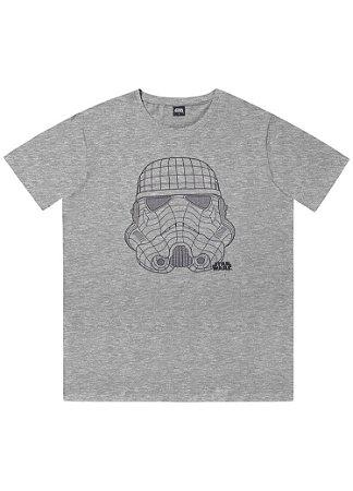 Camiseta Manga Curta Adulto Masculina Stormtrooper Star Wars Cinza - Fakini