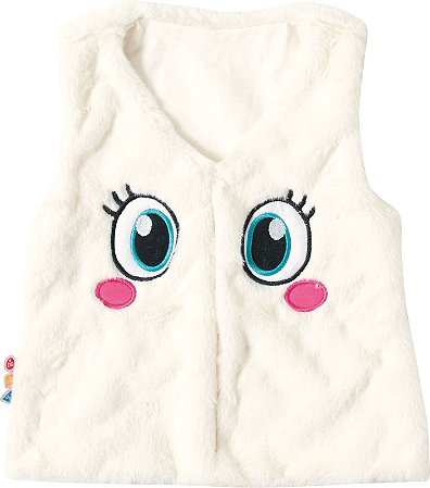 Colete em Pelúcia Bordado Infantil Menina Off-White - Malwee ZigZigZaa