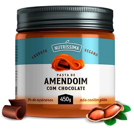 Pasta de Amendoim Chocolate Vegano 450g - Nutríssima