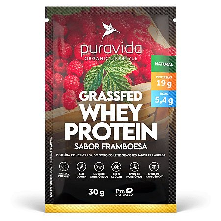 Whey GrassFed Framboesa Sachê 30g - Pura Vida