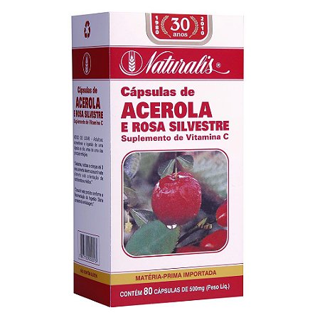 Acerola e Rosa Silvestre (500mg) 80 Cápsulas - Naturalis