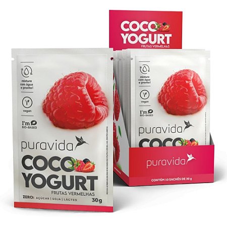 Coco Yogurt Frutas Vermelhas 30g Cx 10 Sachês - Pura Vida