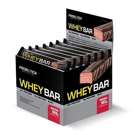 Whey Bar Morango 24 Unidades - Probiotica