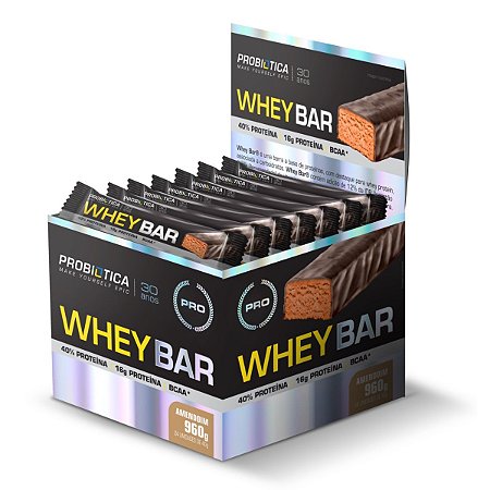 Whey Bar Amendoim 24 Unidades - Probiotica