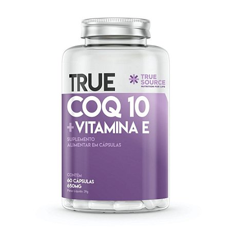 True Coq10 Com Vitamina E 650mg 60 Cápsulas - True Source