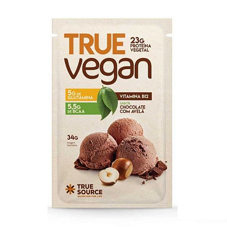 True Vegan Chocolate Com Avelã Sachê 32g  - True Source