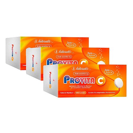 Kit 3 Vitamina C Provita 10 Comprimidos - Naturalis