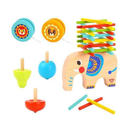 Jogo De Equilíbrio Elefantes Com Ioiô E Peão - Tooky Toy