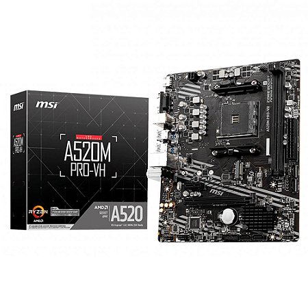 Placa Mãe MSI A520M PRO-VH, AMD AM4, MATX, DDR4