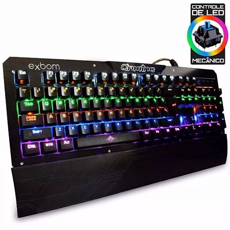 Teclado Profissional Gamer Mecânico Led EXbom Bk-GX1