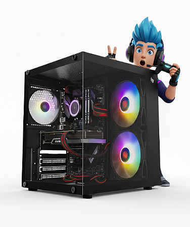 Computador Intervia Hake AMD Ryzen 3 4100 + 16GB DDR4 + SSD 480GB + RX 470 4GB + Fonte 600W