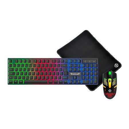 Combo Gamer TGT Teclado Semi Mecanico RGB + Mouse 1600DPI +  Mousepad  Small