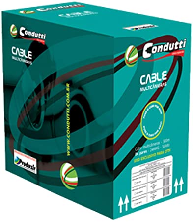Cabo de Rede 4 Pares Cat5e Azul Cftv Utp RJ45 Trançado Internet 300 Metros