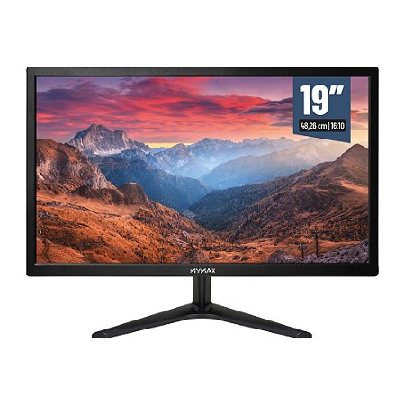 Monitor  MYMAX 19' HD LED, 60hz, HDMI, VGA, 3.6ms Preto