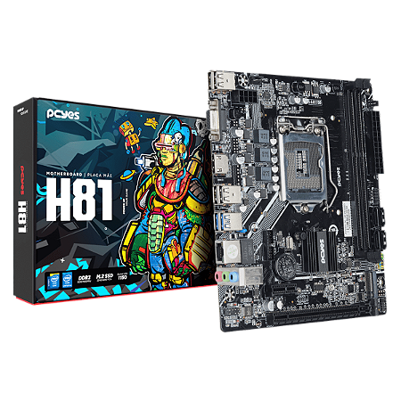 Placa Mãe Pcyes H81 Lga 1150 2Xddr3 (Max 16Gb) M.2 Nvme 2Xusb 3.0, 4Xusb 2.0 Rede 1000 Hdmi/Vga M-Atx - Pcyh81-4G16
