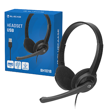 HEADSET C/ MICROFONE USB BH101B - PRETO ( ESCRITORIO )