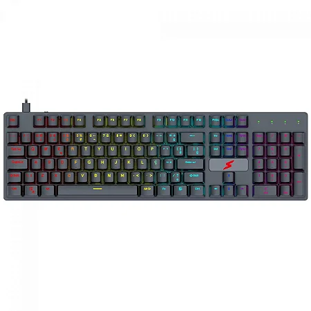 Teclado Mecânico Gamer SuperFrame Striker, Rainbow, Switch Blue, ABNT2, USB, Full Size
