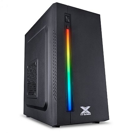 GABINETE GAMER VX GAMING AUSTRALIS PRETO FRONTAL COM FITA LED RGB