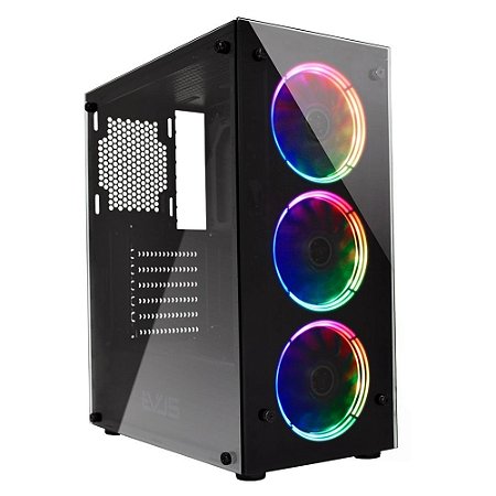 Gabinete Gamer Evus G16  RGB Vidro Temperado 3 Fans