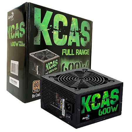 Fonte Gamer KCAS 600W 80 Plus Bronze PFC Ativo AEROCOOL