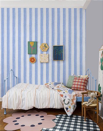 Papel de Parede Listrado Aqua - Azul