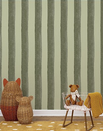 Papel de Parede Listrado Aqua - Verde