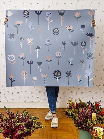 Tapete Playmat Botanyca Angélica Azul - 1,00 x 1,20