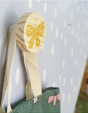 Gancho de Parede - 6cm x 6cm - Borboleta Amarela