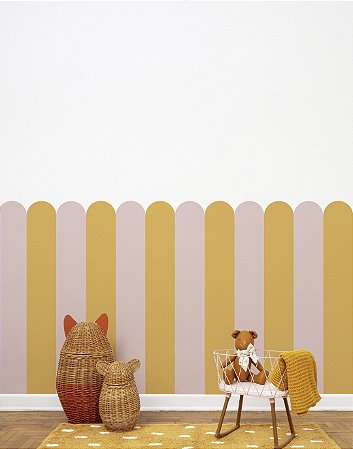 Adesivo Decorativo Cercadinho - Rosa X Mostarda