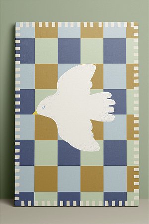 Quadrinho Canvas 25x36 - Aqua Pássaro