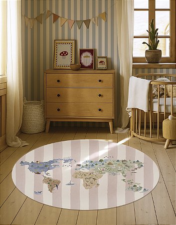 Tapete Playmat - Mapa Aqua Listrado - Rosa
