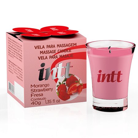 Vela Para Massagem Beijável 40g Intt - Morango