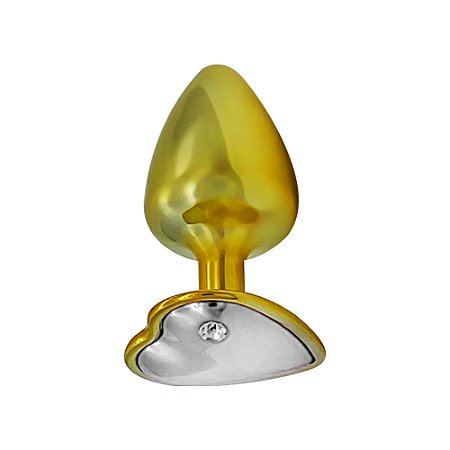 Plug Anal De Metal Dourado Com Pedra De Coração Hard - Cromado