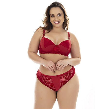 Conjunto Sensual Solange Plus Size Patitex - Vermelho