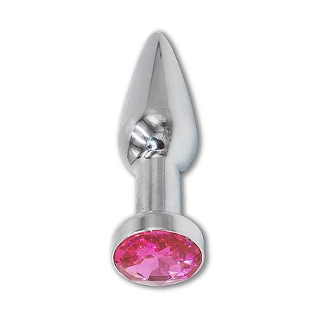 Plug Anal De Aço Com Cristal Brilhante Lf Import - Rosa