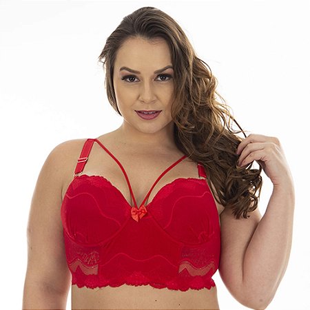 Sutiã Plus Size Reforçado Lara Com Paleta Patitex - Vermelho