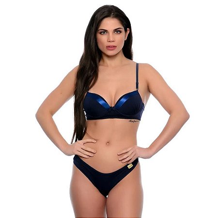 Conjunto Sensual Com Sutiã Bojo Fita E Calcinha Patitex