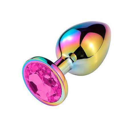 Plug Anal De Aço Com Pedra De Cristal  Tamanho M  Sexy Import - Pink