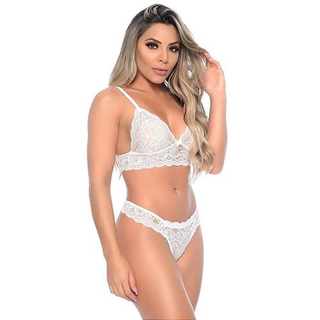 Conjunto Com Calcinha Safada Patitex - Branco