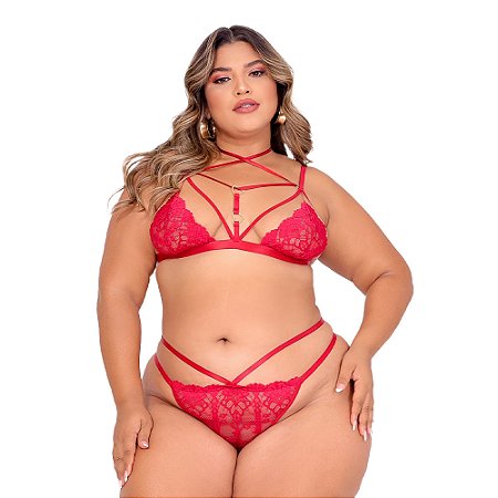 Conjunto Sensual Amor Real Plus Moda Apimentada - Vermelho