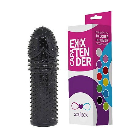Capa Peniana Extender Colors 15cm Soulsex | loja fetiches Sex Shop - Preto