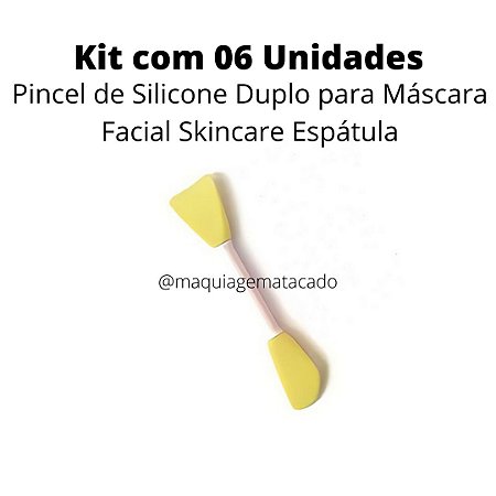 Kit 06 Unidades Pincel de Silicone Duplo para Máscara Facial Skincare Espátula