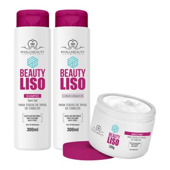 Kit Capilar Beauty Liso Shampoo, Condicionador e Máscara Phallebeauty PH0096