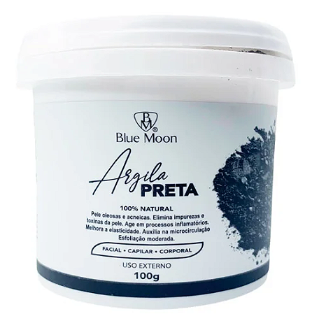 Argila Preta Facial, Capilar e Corporal 100% Natural Blue Moon