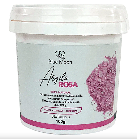Argila Rosa Facial, Capilar e Corporal 100% Natural Blue Moon