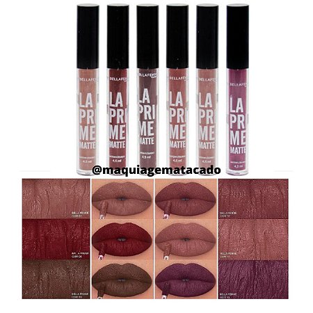 Kit 06 Unidades Batom Líquido La Prime Matte Bella Femme BF10031