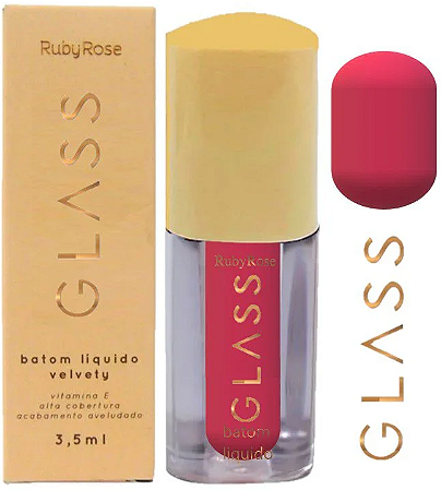 Batom Líquido Glass Velvety Ruby Rose HB578 Cor BG07