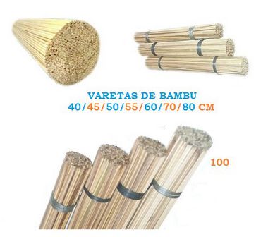 Varetas de Bambu 40 / 45 / 50 / 55 / 60 / 70 / 80 cm Feixes c/ 100 Varetas