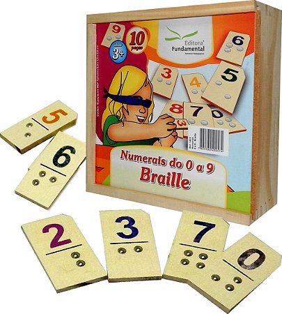 Numerais de 0 a 9 em Braille